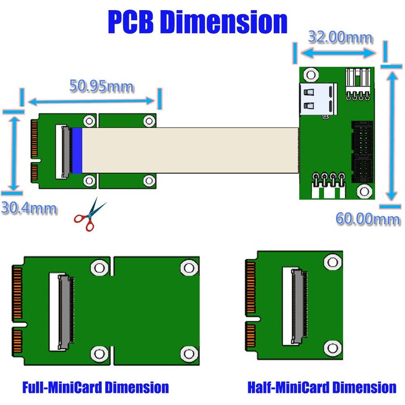 SUPERPLUS Mini PCI-E to PCI-E Express 1X Extension Cord Adapter Card with USB Riser Card - Image 3